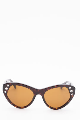 RRP€200 MOSCHINO MOS108/S Cat Eye Sunglasses Rhinestones Tortoiseshell Logo