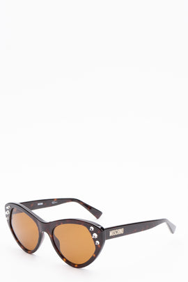 RRP€200 MOSCHINO MOS108/S Cat Eye Sunglasses Rhinestones Tortoiseshell Logo