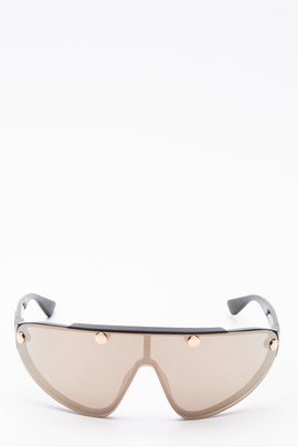 RRP€250 MOSCHINO MOS061/S Wrap Shield Sunglasses Mirrored Studded Logo Sides