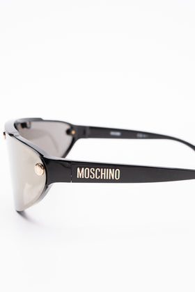 RRP€250 MOSCHINO MOS061/S Wrap Shield Sunglasses Mirrored Studded Logo Sides gallery photo number 6