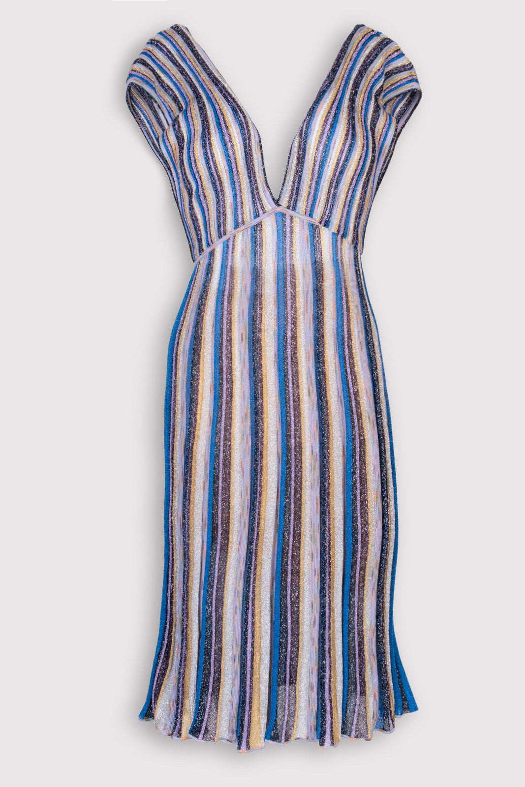 RRP €760 M MISSONI COLLECTION Knitted Empire Line Dress US4 IT40 S Striped Lame gallery main photo