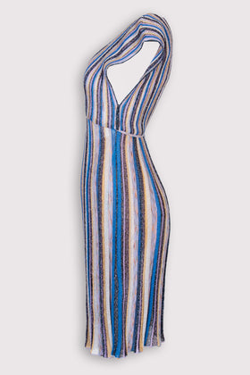 RRP €760 M MISSONI COLLECTION Knitted Empire Line Dress US4 IT40 S Striped Lame gallery photo number 2