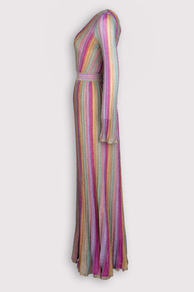 RRP€1230 M MISSONI COLLECTION Crochet Knit Maxi Dress US4 IT40 S Striped Lame gallery photo number 2