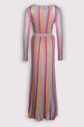 RRP€1230 M MISSONI COLLECTION Crochet Knit Maxi Dress US4 IT40 S Striped Lame gallery photo number 3