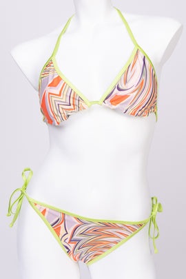 RRP €205 M MISSONI Bikini Set US6 IT42 M Multicoloured Pattern Non Padded