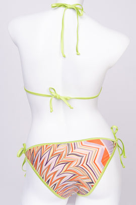 RRP €205 M MISSONI Bikini Set US8 IT44 L Multicoloured Pattern Non Padded