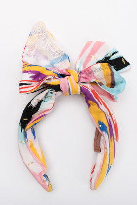 RRP€130 MISSONI MARE Headband Bow Abstract Pattern Colour Block Lurex Trim gallery photo number 2