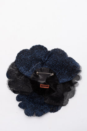RRP€150 MISSONI Mesh Flower Desing Brooch Lame Effect Two Tone Unfinished Edges gallery photo number 3