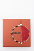 RRP€400 MISSONI Single Wide Hoop Earring Partly Resin Inlay Striped Crochet Trim gallery photo number 1