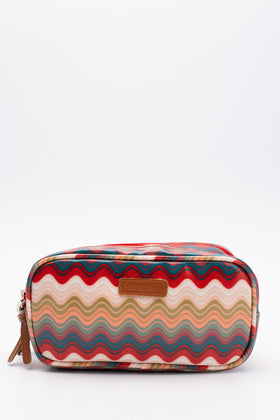 MISSONI Clutch Cosmetic Bag Multicolour Ripple Pattern Coated Panel Zip Closure gallery photo number 1