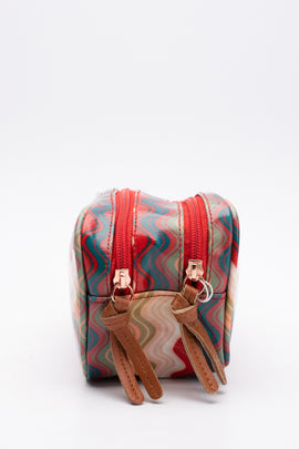 MISSONI Clutch Cosmetic Bag Multicolour Ripple Pattern Coated Panel Zip Closure