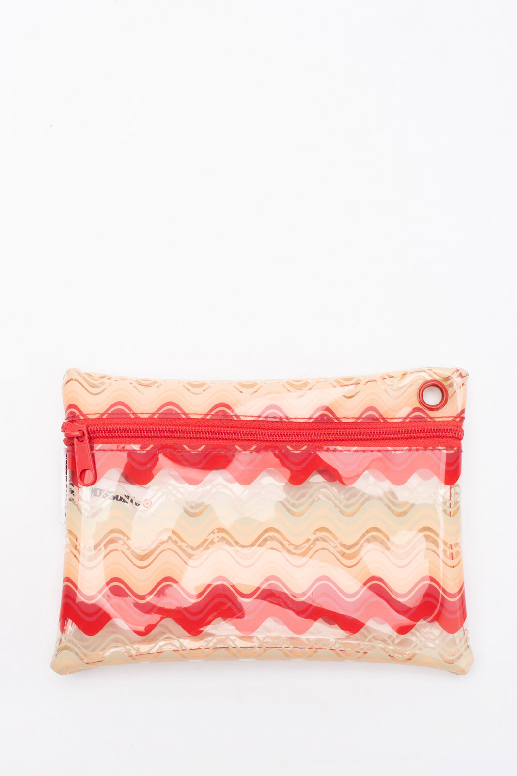 MISSONI Clutch Bag Pouch Ripple Pattern Partly Transparent Panel Zip Closure gallery main photo