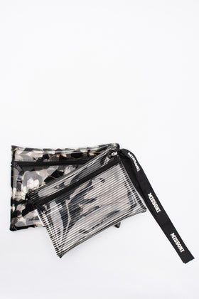MISSONI 3in1 Clutch Bag Pouch Floral & Striped Partly Transparent Panel Zipped gallery photo number 1