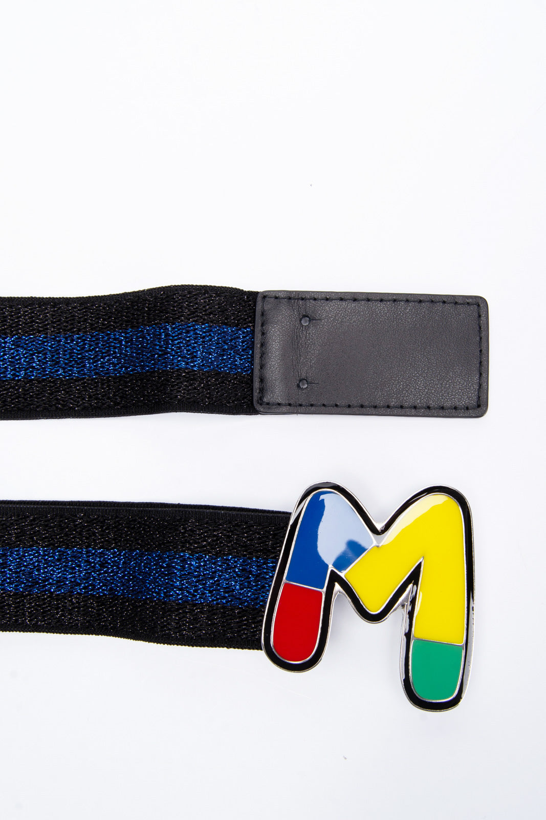 RRP€180 M MISSONI Stretch Woven Belt One Size Striped Lame M Logo Blank  Buckle