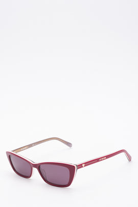 RRP€140 LOVE MOSCHINO MOL017/S Narrow Rectangle Sunglasses Heart Stud Glossy