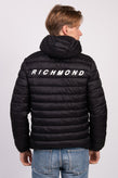 JOHN RICHMOND Quilted Jacket US38 IT48 M Padded Logo Print Full Zip Hooded gallery photo number 6