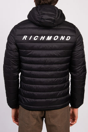 JOHN RICHMOND Quilted Jacket US40 IT54 L Padded Logo Print Full Zip Hooded gallery photo number 5