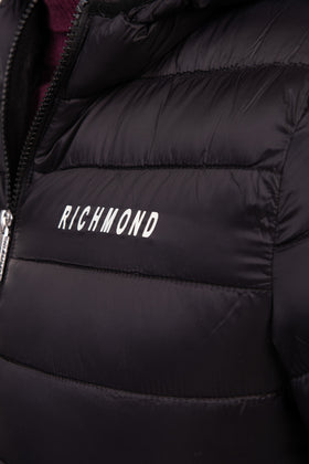 JOHN RICHMOND Quilted Jacket US40 IT54 L Padded Logo Print Full Zip Hooded gallery photo number 6
