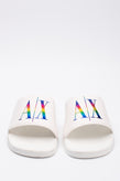 ARMANI EXCHANGE ICON LOGO Slide Sandals US10 EU44 UK9.5 Iridescent 'A/X' Footbed gallery photo number 1