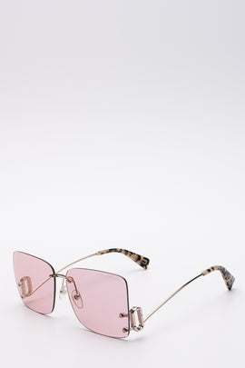 RRP€280 MARC JACOBS MARC 372/S Square Butterfly Sunglasses Rimless Pink Lenses