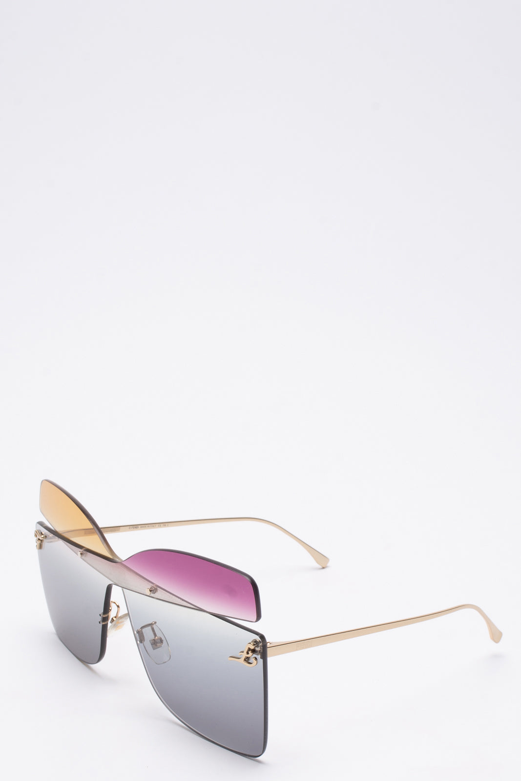 RRP€470 FENDI FF 0399/S Oversized Rimless Geometric Shield Sunglasses Tinted gallery main photo