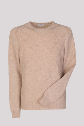 RRP€510 MALO Cashmere & Wool Jumper Size M Thin Argyle Pattern Melange Effect