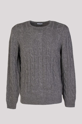 RRP€510 MALO Cashmere & Wool Jumper Size L Grey Melange Cable Knit Crew Neck gallery photo number 1