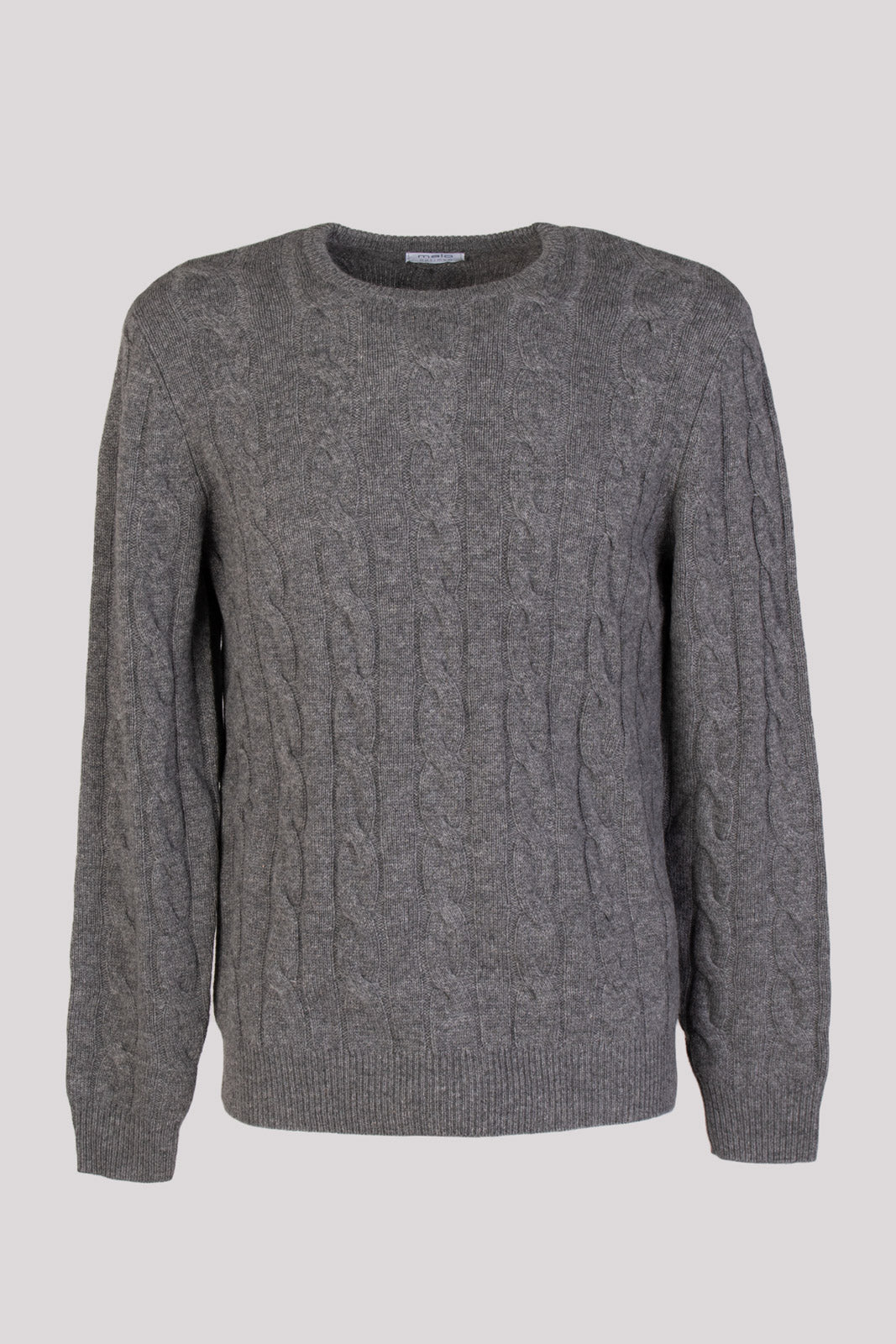 RRP€510 MALO Cashmere & Wool Jumper Size L Grey Melange Cable Knit Crew Neck gallery main photo