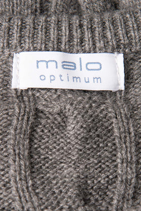 RRP€510 MALO Cashmere & Wool Jumper Size L Grey Melange Cable Knit Crew Neck gallery photo number 7