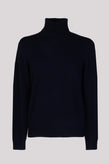 RRP€345 MALO Cashmere & Wool Jumper Size L Navy Blue Thin Knit Ribbed Polo Neck gallery photo number 1