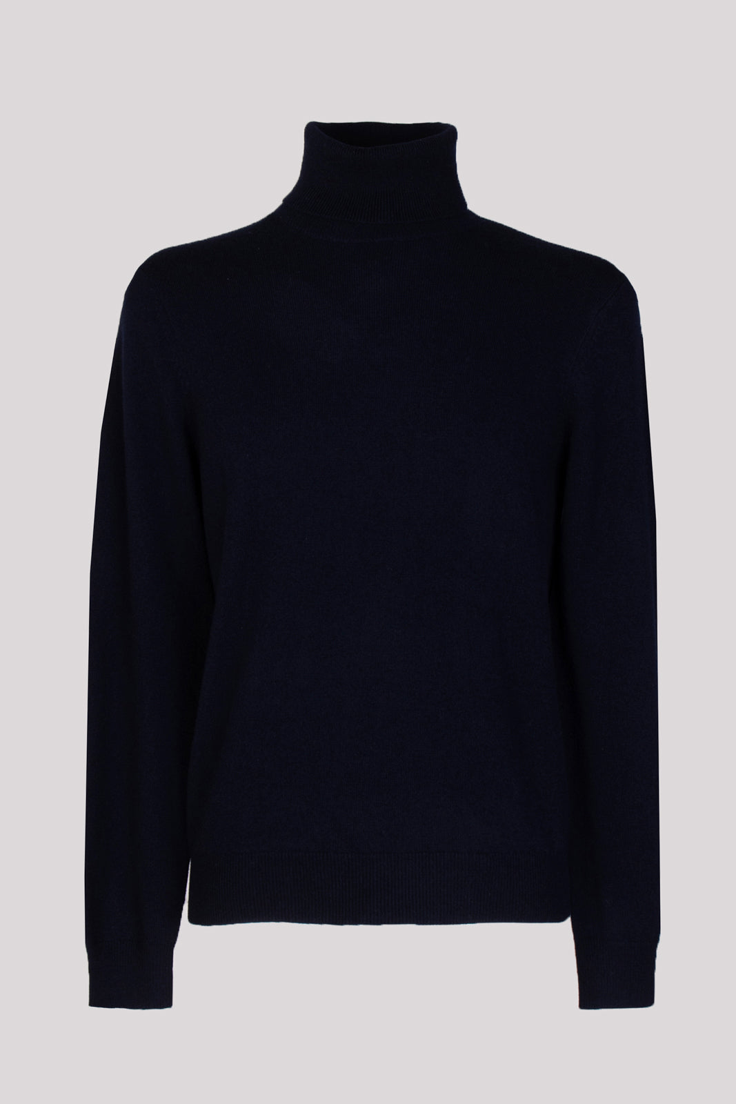 RRP€345 MALO Cashmere & Wool Jumper Size L Navy Blue Thin Knit Ribbed Polo Neck gallery main photo