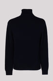 RRP€345 MALO Cashmere & Wool Jumper Size L Navy Blue Thin Knit Ribbed Polo Neck gallery photo number 5