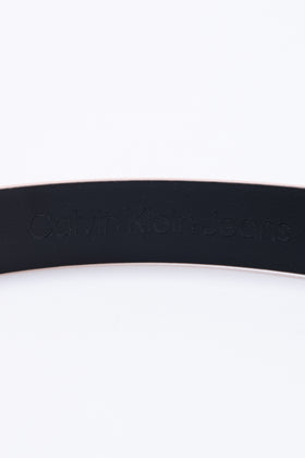 CALVIN KLEIN JEANS Leather Mono Hardware Belt Size 85/34 Skinny CK Logo gallery photo number 3