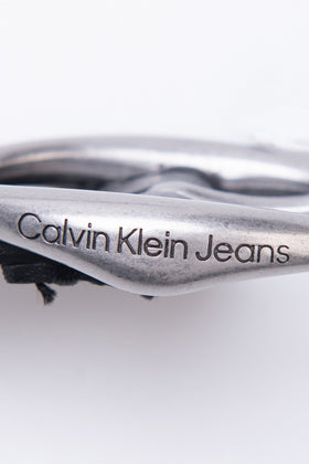 CALVIN KLEIN JEANS Leather Belt Size 90/36 Logo Light Aged Metal Pin Buckle gallery photo number 5