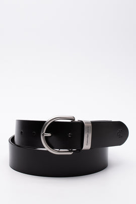 CALVIN KLEIN JEANS Smooth Leather Belt 95/38 D-Pin Buckle Clip Adjustable Logo