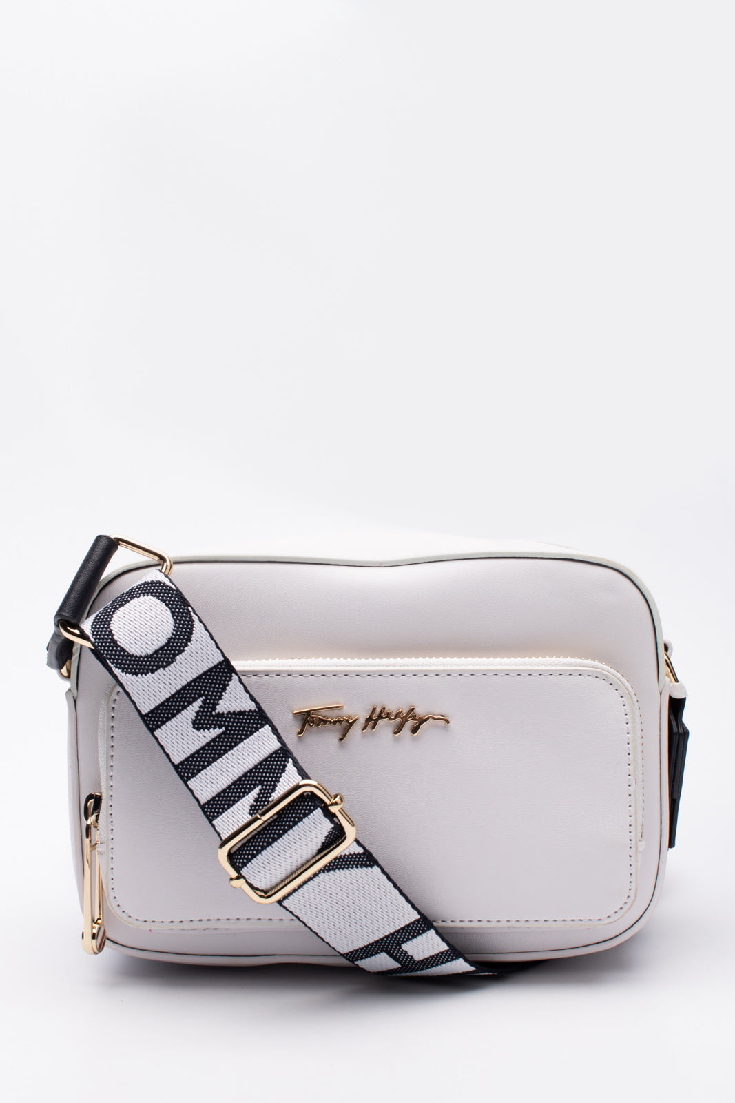 TOMMY HILFIGER ICONIC TOMMY CAMERA Shoulder Bag PU Leather Jacquard Strap Zipped gallery main photo