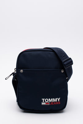 TOMMY JEANS Crossbody Bag Recycled Fabric Glued Logo Adjustable Strap Zipped