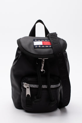 TOMMY JEANS Bucket Shoulder Bag Recycled PU Leather Detachable Strap Clasp Flap gallery photo number 1