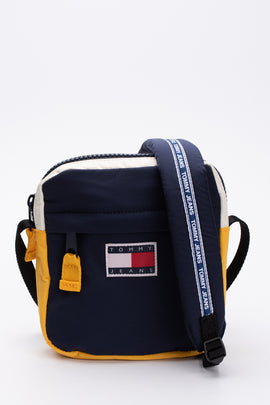 TOMMY JEANS Recycled Crossbody Bag Logo Patch Zip Closure Adjustable Strap