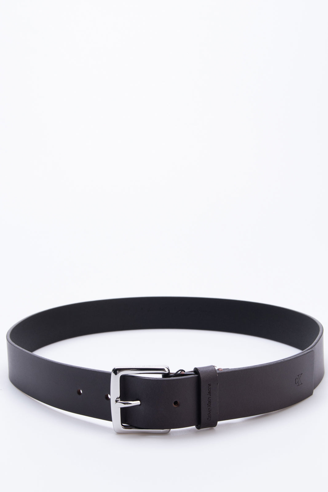 CALVIN KLEIN JEANS Leather Classic Belt Size 95/38 Debossed Logo Two Tone gallery main photo