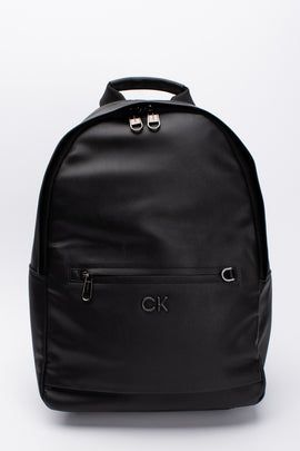 CALVIN KLEIN PU Leather Backpack Large Black Laptop Sleeve Padded Back & Straps