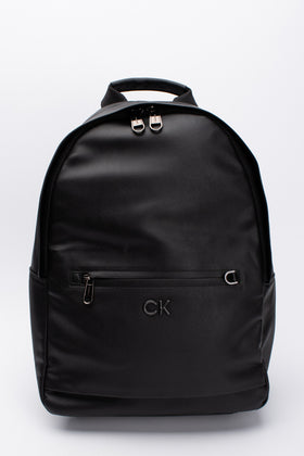 CALVIN KLEIN PU Leather Backpack Large Black Laptop Sleeve Padded Back & Straps gallery photo number 1