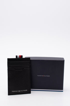 TOMMY HILFIGER DOWNTOWN Leather Vertical Card Holder Striped Trim RFID Blocking gallery photo number 1