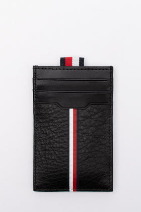 TOMMY HILFIGER DOWNTOWN Leather Vertical Card Holder Striped Trim RFID Blocking gallery photo number 3