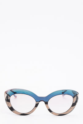 RRP€229 BORBONESE 7105 Cat Eye Sunglasses HANDMADE Mirrored Anti-Reflective