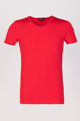RRP €68 ERMENEGILDO ZEGNA Micromodal T-Shirt Top US/UK38 EU48 M Red V-Neck