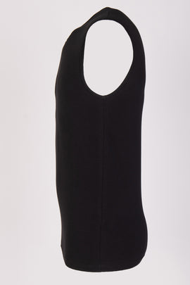 RRP €52 ZEGNA Sleeveless T-Shirt Top US/UK36 EU46 S Black Logo Patch Round Neck