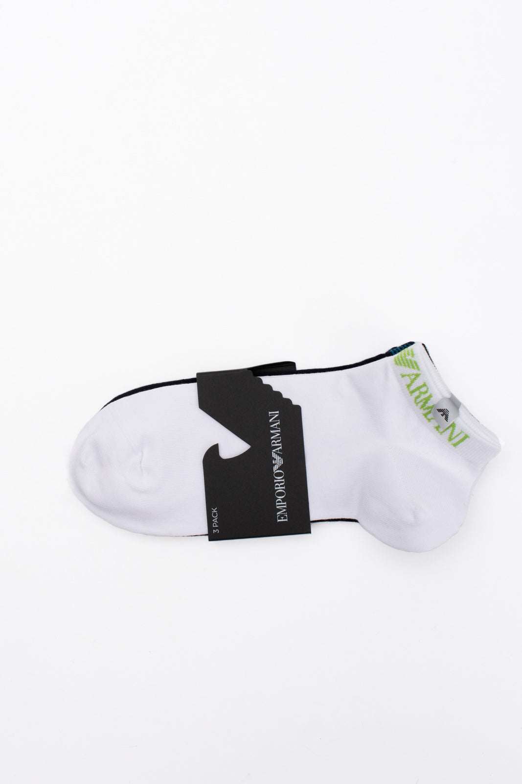 RRP €27 EMPORIO ARMANI 3 PACK Sneaker Socks US6 1/2-9 1/2 UK5-8 EU39-42 S/M Logo gallery main photo