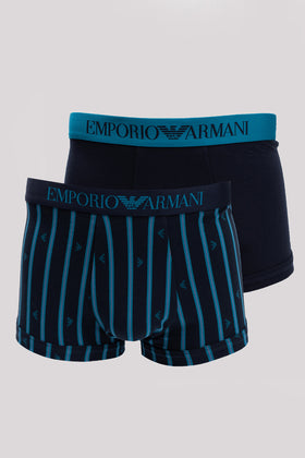 RRP€63 EMPORIO ARMANI 2 PACK Boxer Trunks US42 IT52 XL Striped Logo Waistband gallery photo number 1