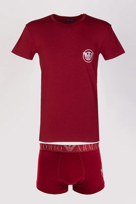 RRP €100 EMPORIO ARMANI T-Shirt & Boxer Trunks Set US38 IT48 M Coated Logo